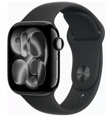 Apple Watch Series 11 42 мм (алюминиевый корпус, черный/черный, спортивный силиконовый ремешок M/L)